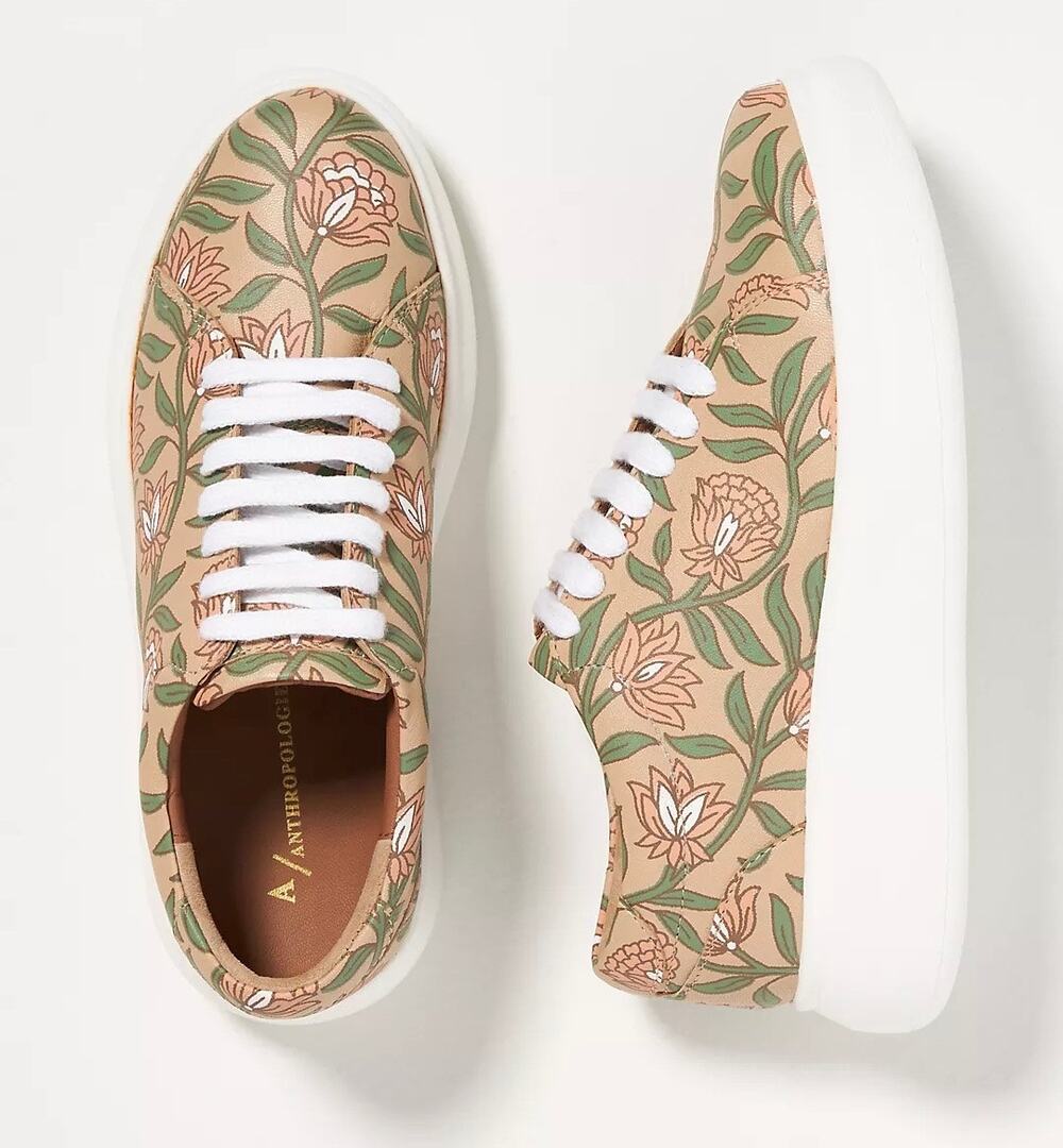 Anthropologie Llani Botanical Platform Sneakers Women's Shoes 40 9 Tropical‎